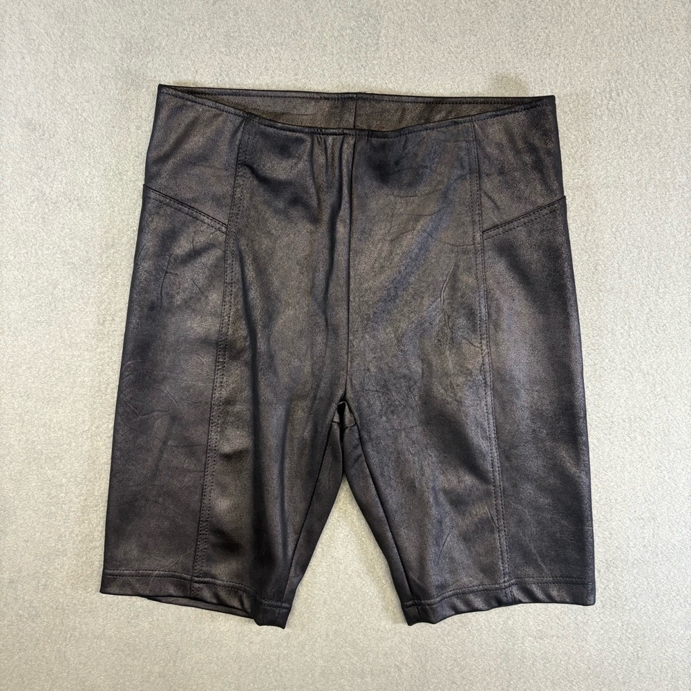 Free People Heatwave Faux Suede Black Coated Bike Shorts Womens Small S